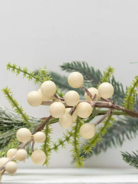 Faux White Berry & Fircone Garland