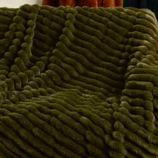 Ribbed Faux Fur Throw Olive