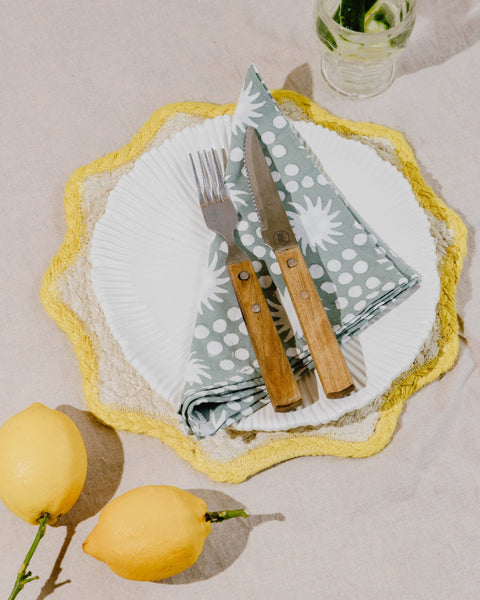 Pink Sunburst Block Print Napkin