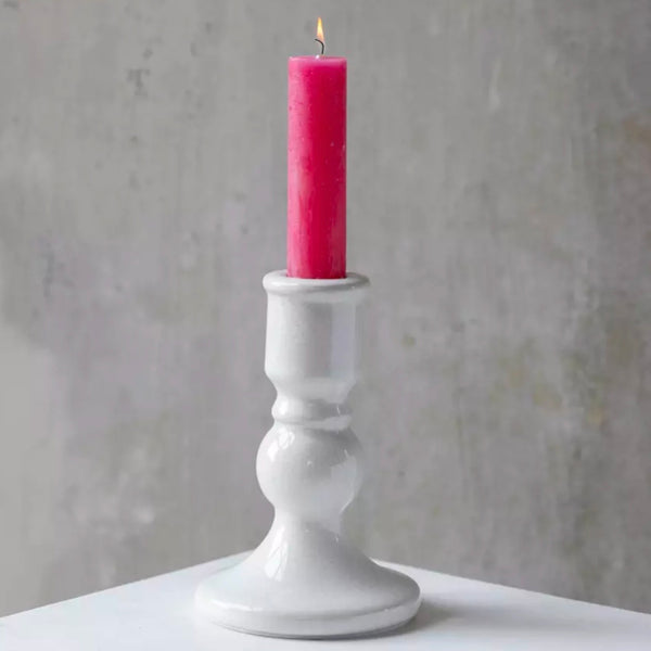 Off White Candle Holder Crackle Small