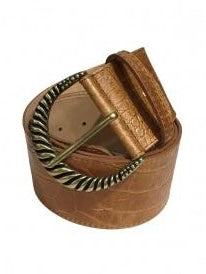 Camel Animal Leather Gold Buckle Belt