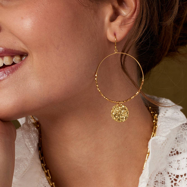 Gold Dominique Hoop Earrings by Ashiana