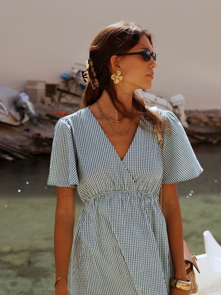 Green Gingham Cotton Dress