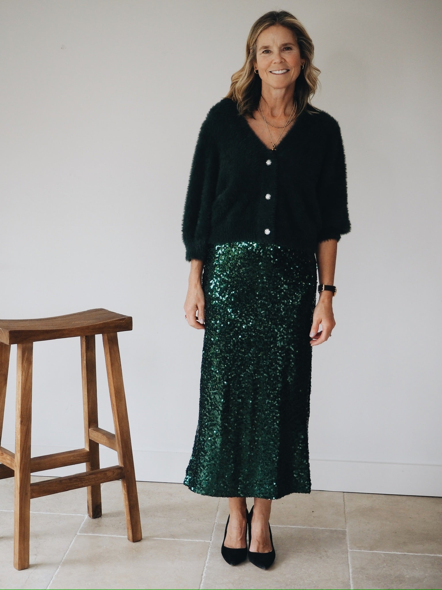 Green Sequin Skirt By Saint Tropez