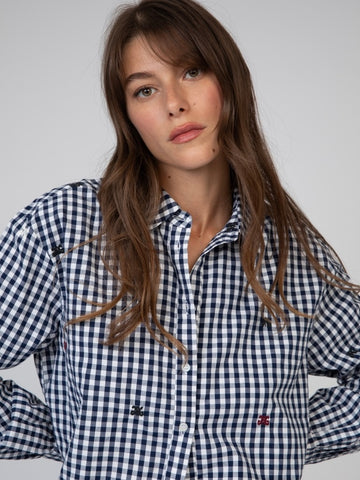 Navy Check Blouse by Ange