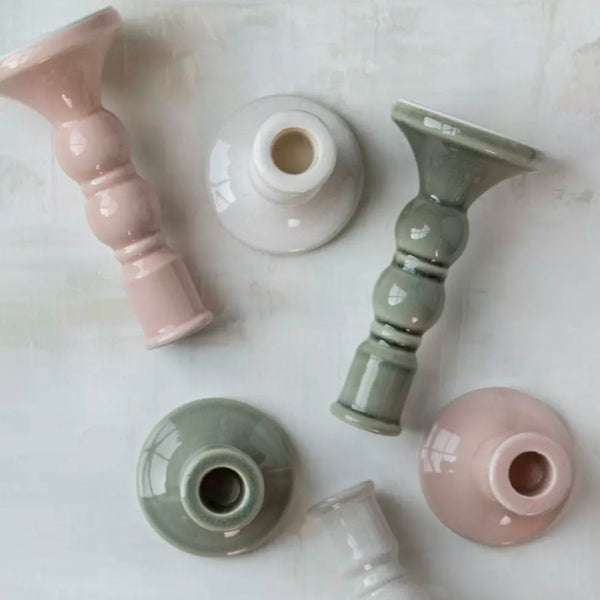 Blush Candle Holder Crackle Large