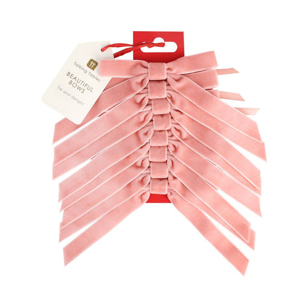 Pink Velvet Bows - 8 Pack