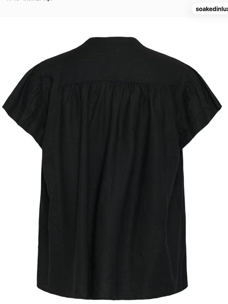 Black Linen Mix Blouse By Soaked