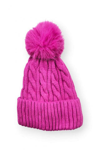 Bright Pink Pom Pom Hat