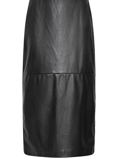 Black Faux Leather Skirt By ICHI