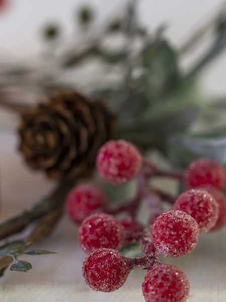 Red Iced Berry Candle Ring with Frosted Berries By Grand Illusions