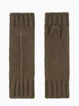 Khaki Frosty Fingerless Gloves by Ange