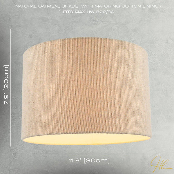 Light Taupe Oatmeal Linen Fabric Drum Lamp Shade with Cotton Lining