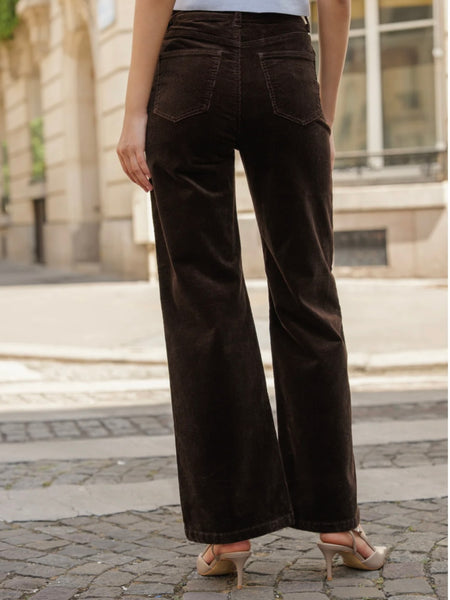 Chocolate Velvet Cord Jeans by Oraije