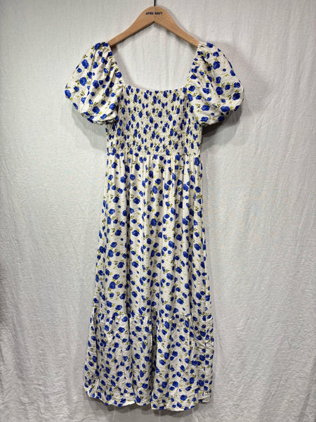 Blue Floral Smock Dress