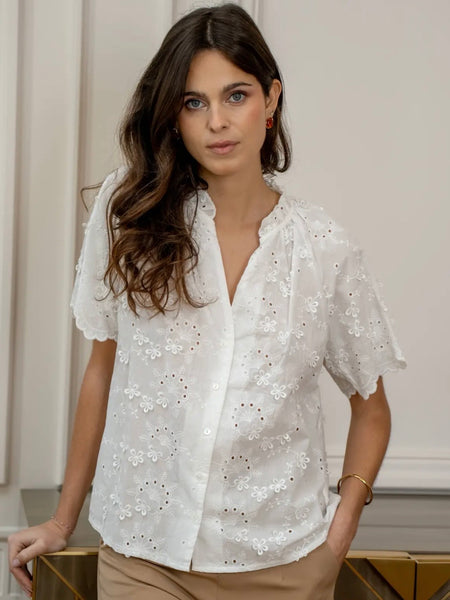 White Embroidery Anglaise Blouse by Lovie and Co