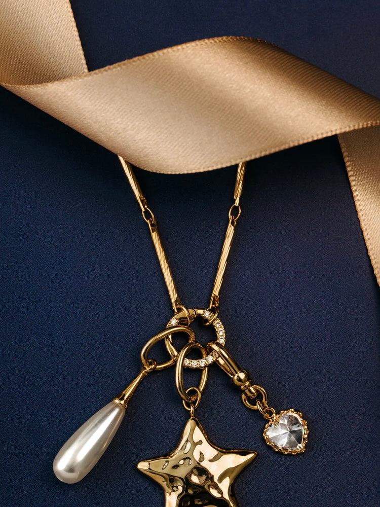 Mixed Charm Long Cluster Necklace