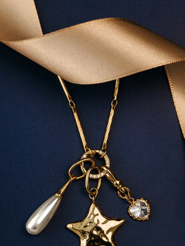 Mixed Charm Long Cluster Necklace