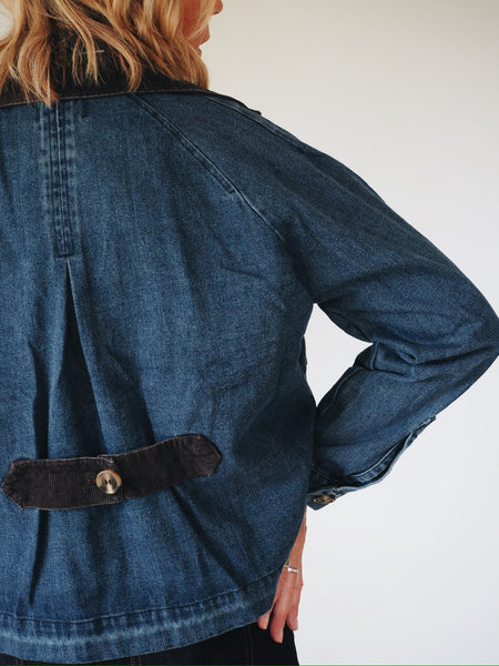 Baby Cord Collar Denim Barn Jacket by Calie
