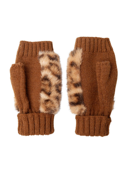 Camel Leopard Print Hand Warmers By Black Colour