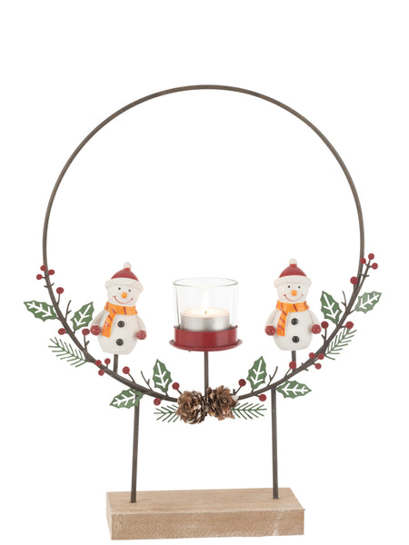 Circular Snowmen Candle Holder