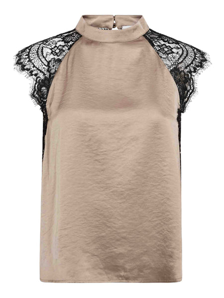 Walnut Lace Halter Neck Top By Co Couture