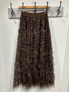 Leopard Georgette Tiered Skirt