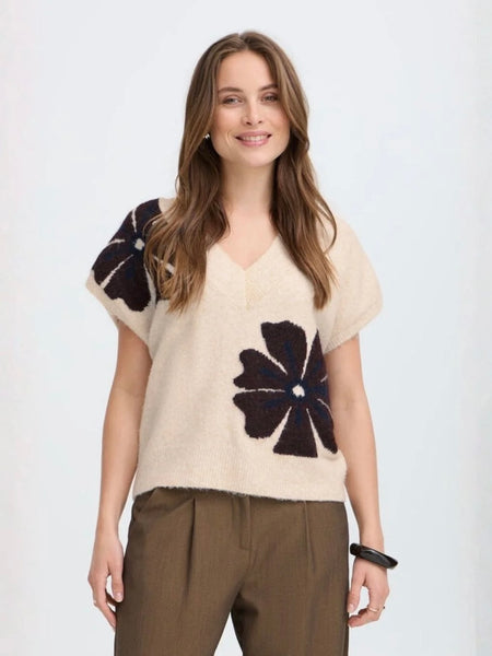 Ecru Floral Knit Tank by B.Young