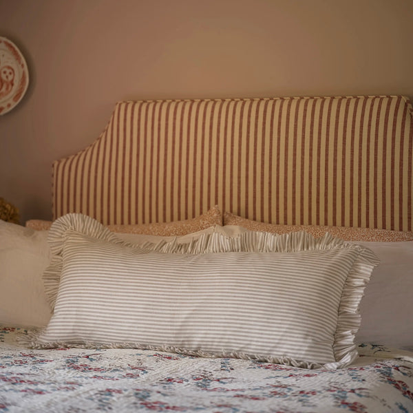 Striped Bolster Cushion With Frill 40x90cm