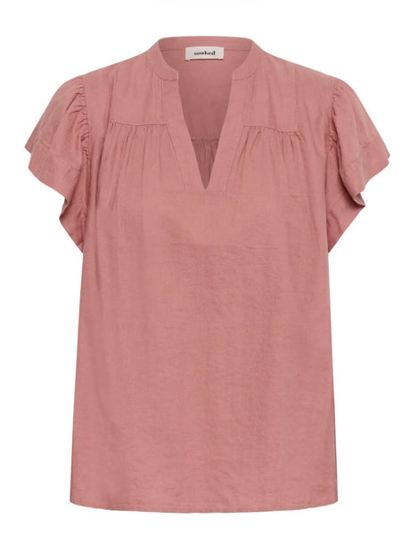 Rose Frill Sleeve Linen Mix Blouse By Soaked