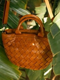 Tan Braided Shoulder Bag by Biba