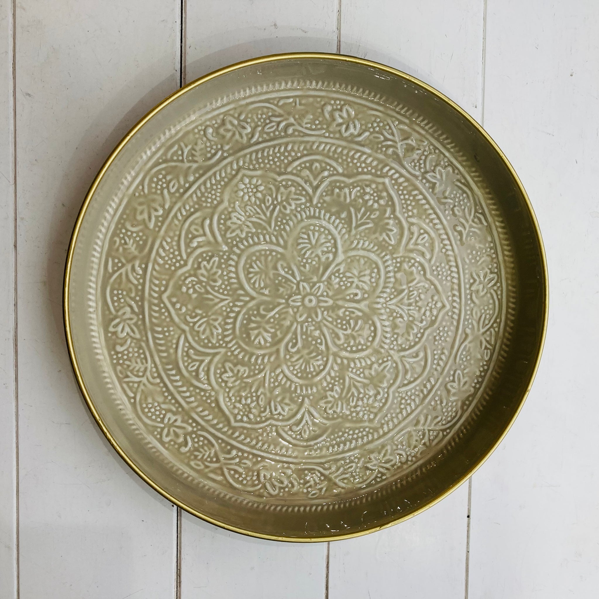 Taupe Metal Berbere Tray Large