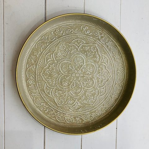 Taupe Metal Berbere Tray Large