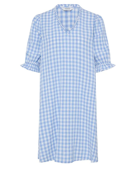 Blue Gingham Linen Mix Dress by B Young