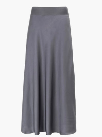 Grey Satin Maxi Slip by Ange