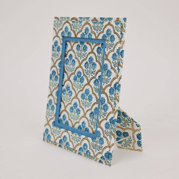 Indigo Trellis Block Printed Picture Frame (5X7)
