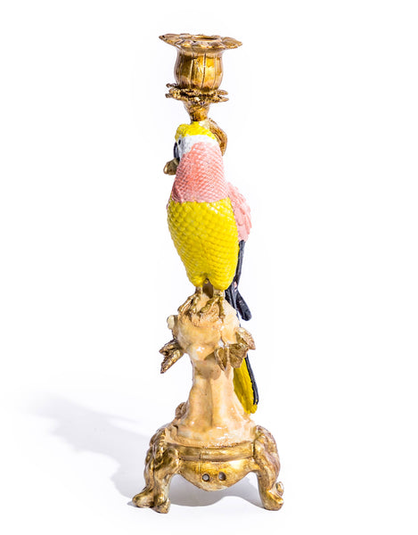 Antiqued Pink Parrot Candle Holder