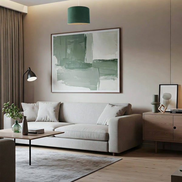 Soft Velvet Forest Green Fabric Round Lamp Shade for Table or Pendant