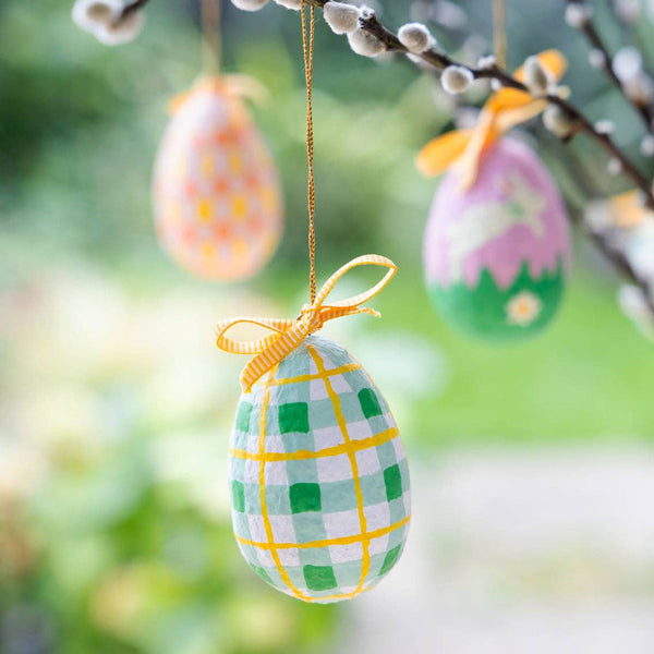 Recycled Cotton Green Gingham Hanging Eggs