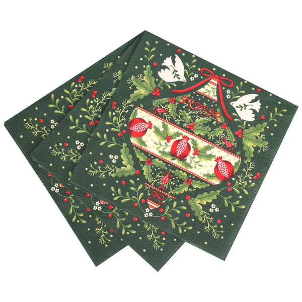 Folklore Green Christmas Paper Napkins 20 Pack