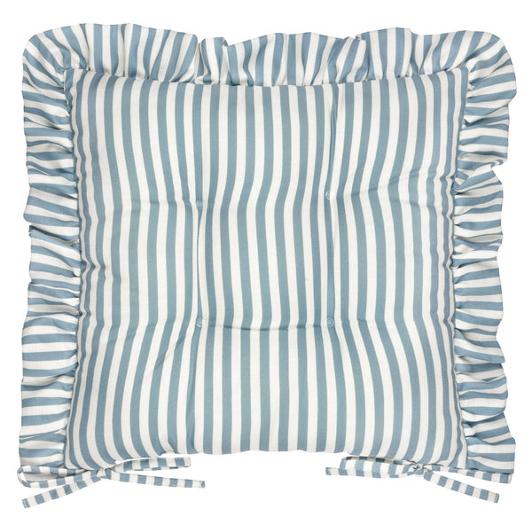 Blue Millie Ruffle Outdoor Seat Cushion