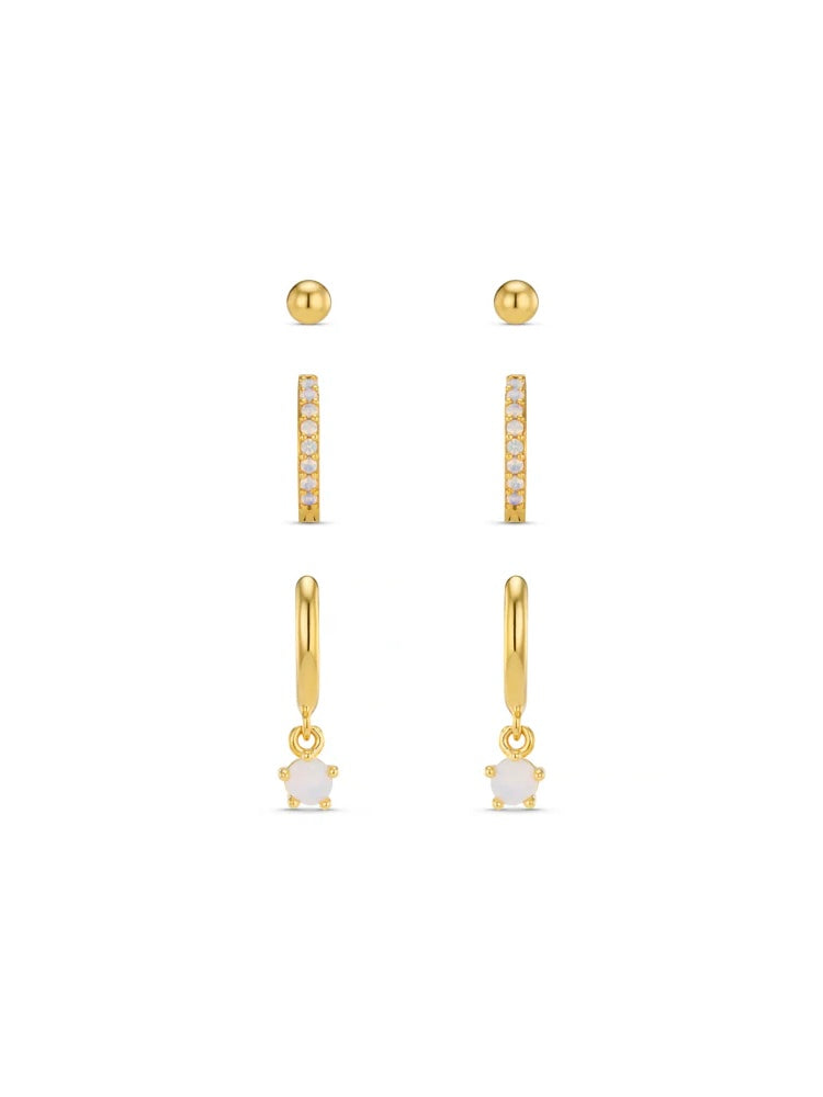 Pavé Micro & Opal Drop Ear Stacking Set