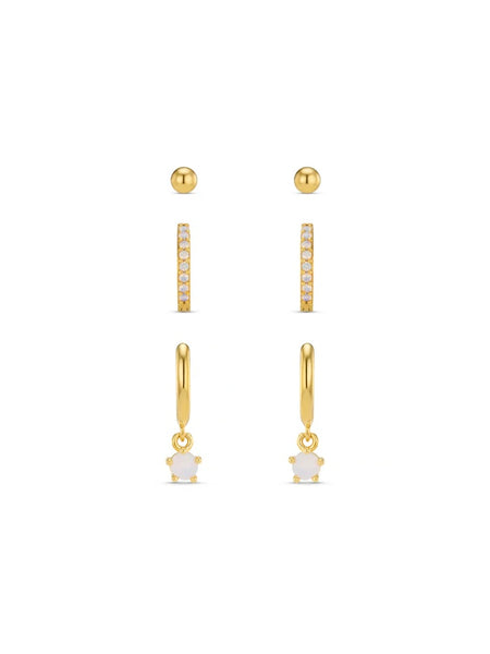 Pavé Micro & Opal Drop Ear Stacking Set