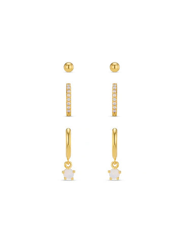 Pavé Micro & Opal Drop Ear Stacking Set