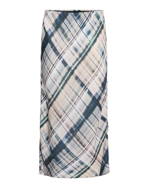 Sky Blue Abstract Check Midi Skirt by Saint Tropez