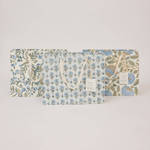 Blue Block Printed Gift Bags (Medium)