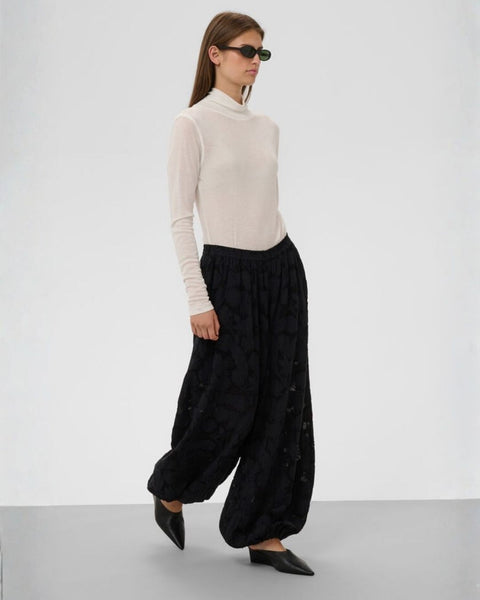 Black Jacquard Balloon Trousers by Soaked