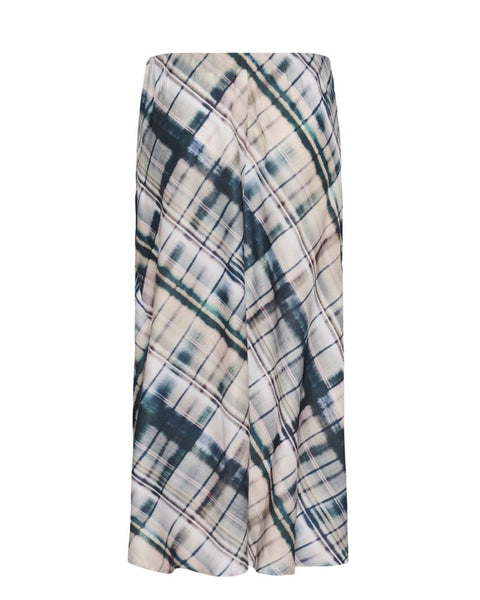 Sky Blue Abstract Check Midi Skirt by Saint Tropez