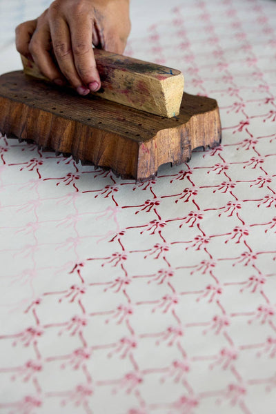 Block Printed Wrapping Paper Sheets - Bows Holly Green