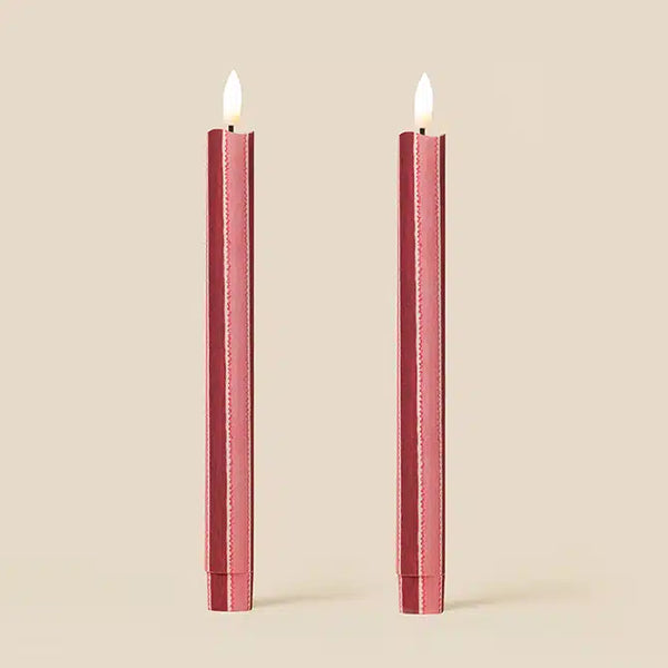 Raspberry Ripple Scallop LED Wax Candle Box Of 2